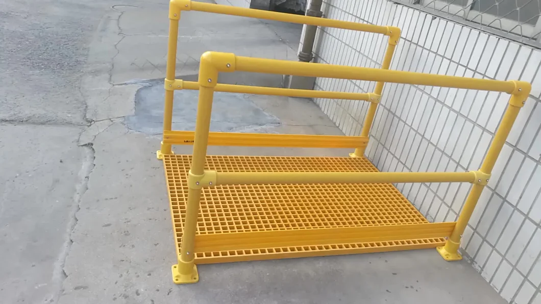 Fiberglass Handrail System with Stair Treads, FRP/GRP Grating